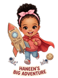 Cute Black Girl Superhero Space Sticker PNG, Custom Name Cardboard Rocket Clipart, To The Moon Play Decal, Kids Space Adventure PNG, Digital Download