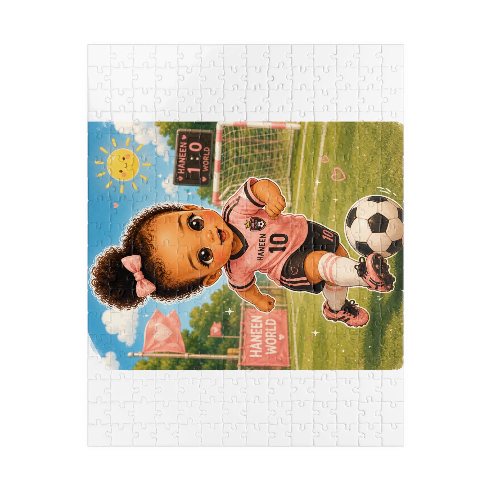Kids Soccer Puzzle — Cute Girl in Pink Jersey 110–1014pc