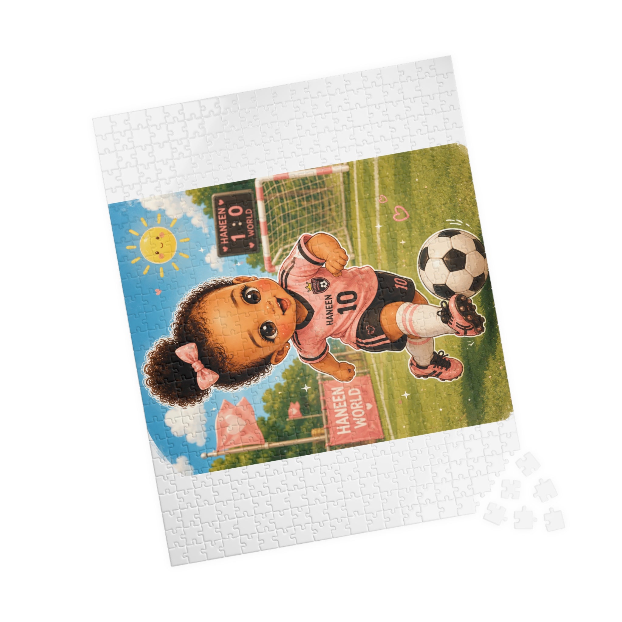 Kids Soccer Puzzle — Cute Girl in Pink Jersey 110–1014pc