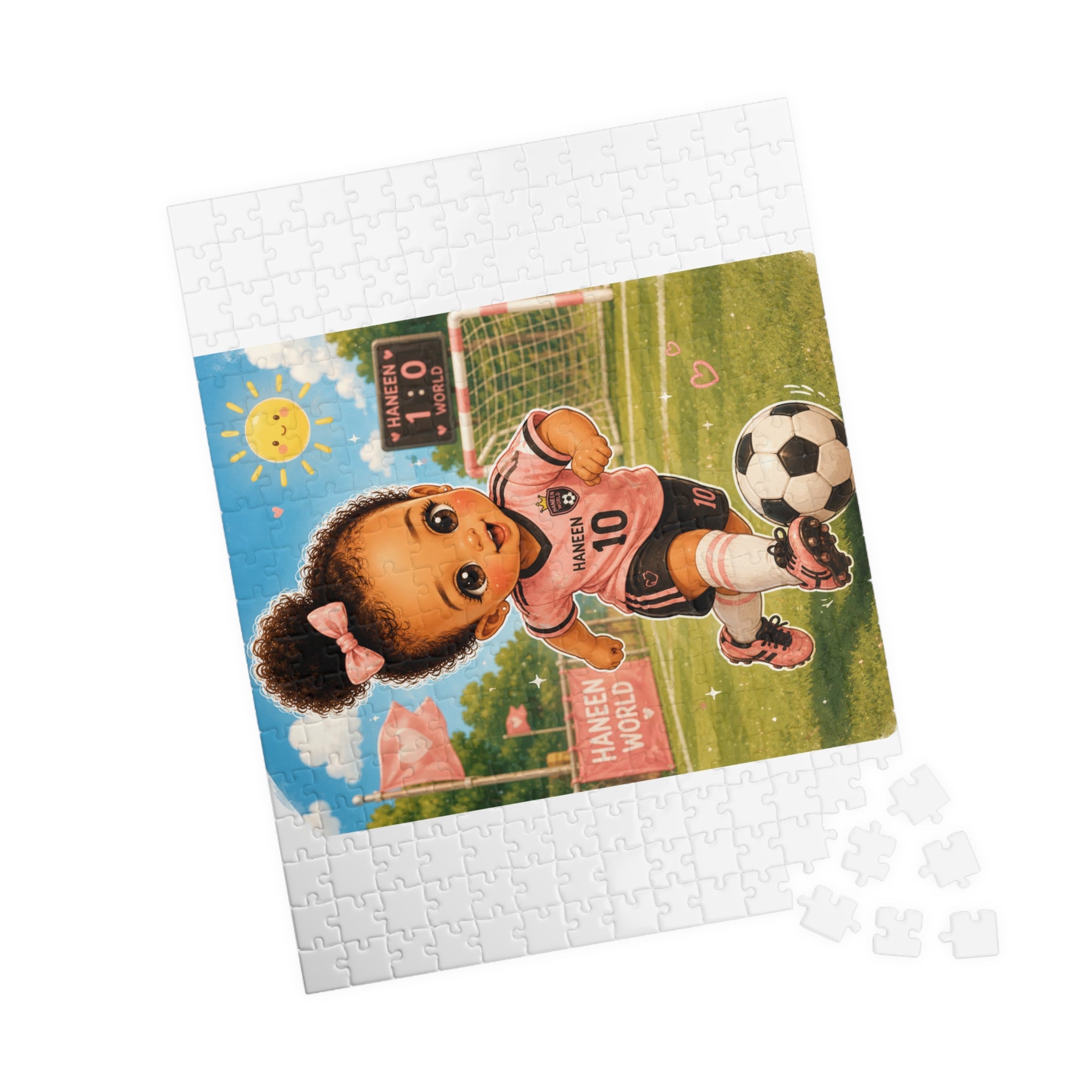 Kids Soccer Puzzle — Cute Girl in Pink Jersey 110–1014pc