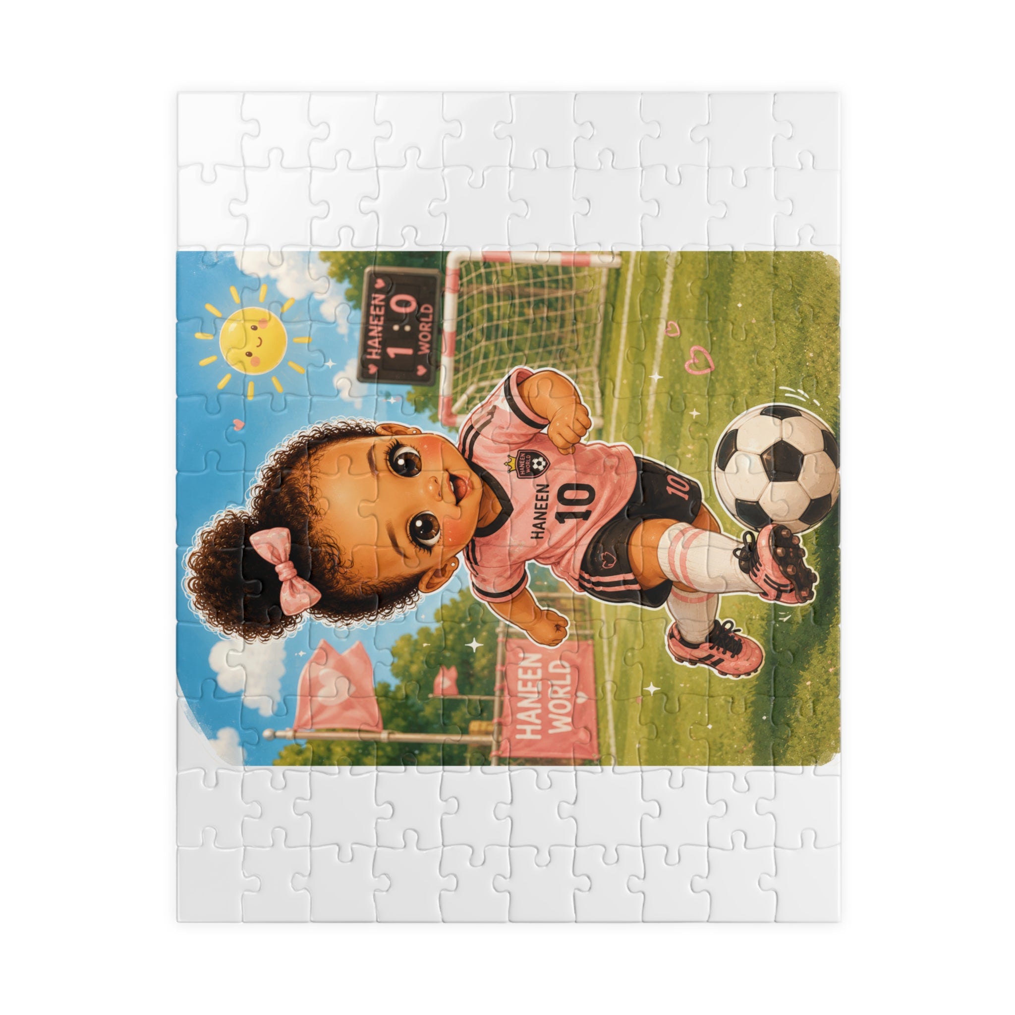 Kids Soccer Puzzle — Cute Girl in Pink Jersey 110–1014pc
