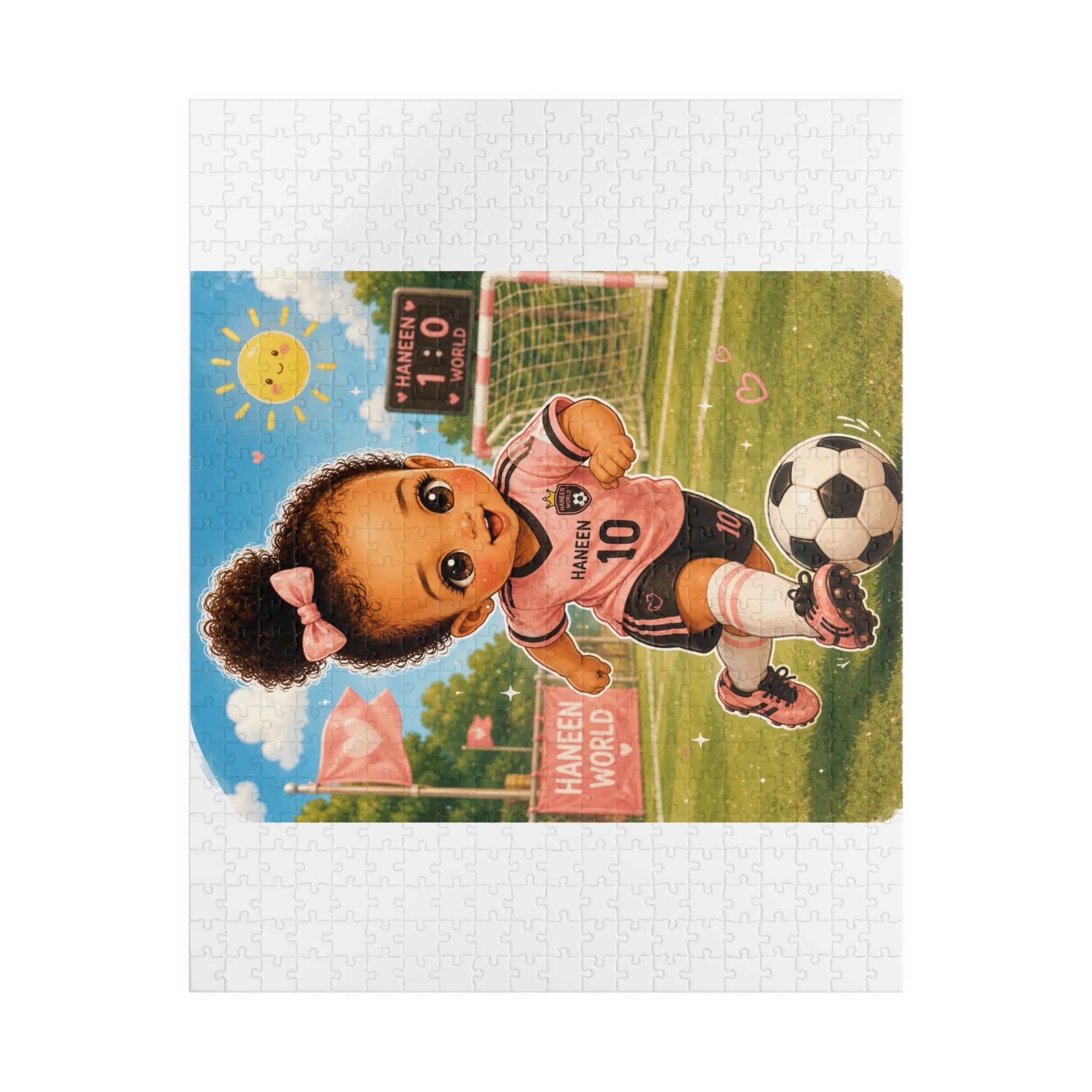 Kids Soccer Puzzle — Cute Girl in Pink Jersey 110–1014pc