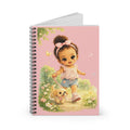 Cute Girl Walking Puppy Spiral Notebook — Pink Ruled Journal for Kids