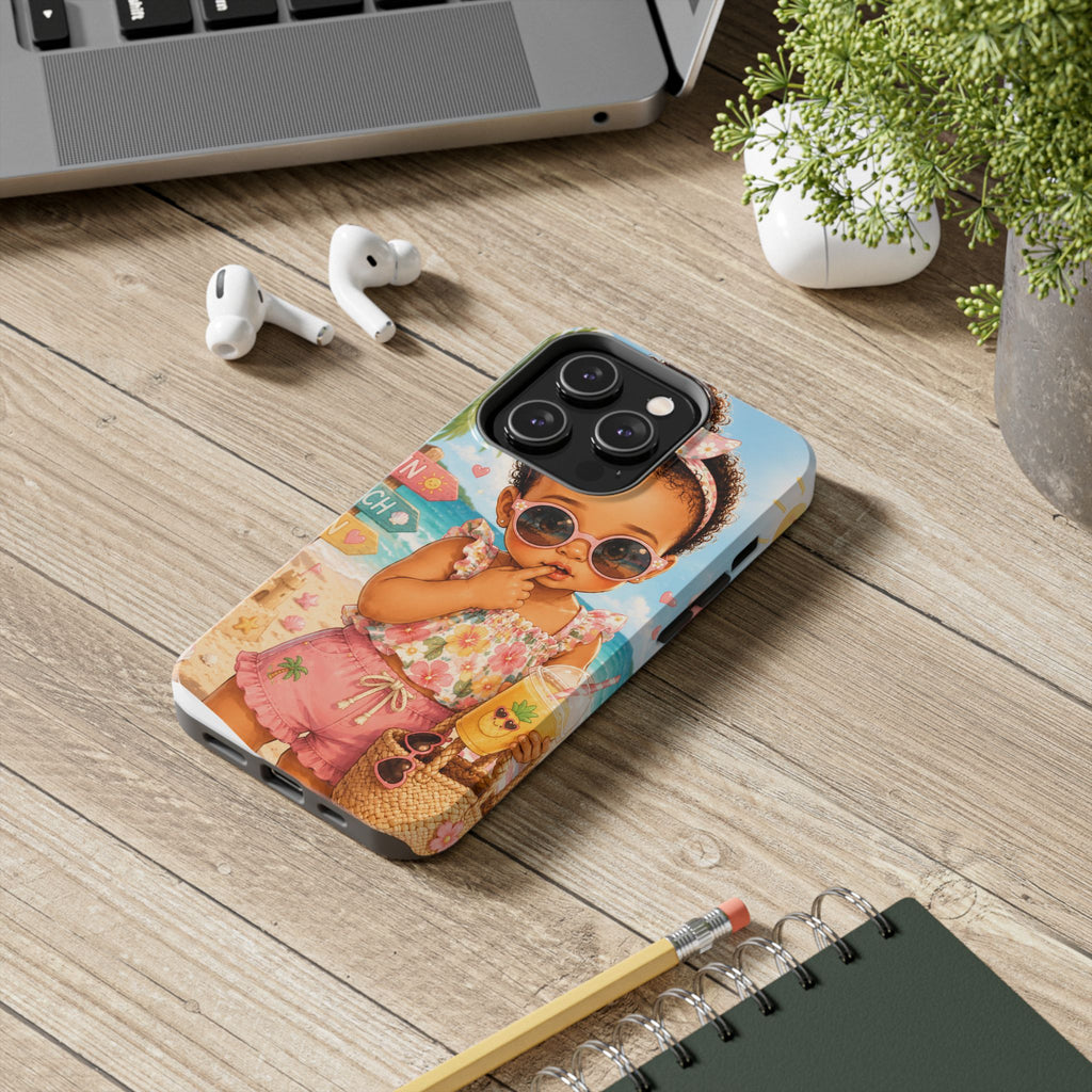 Cute Beach Baby Tough Phone Case — Summer Vacation Little Girl Design