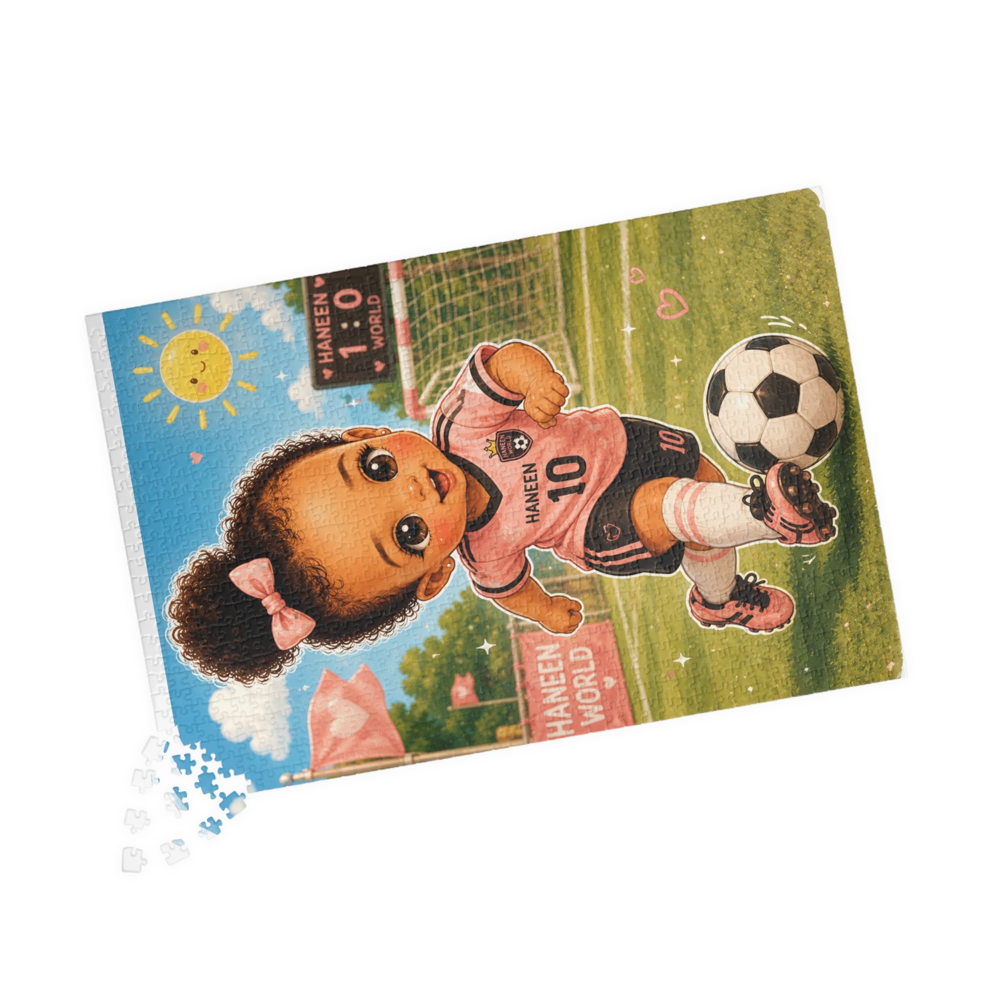 Kids Soccer Puzzle — Cute Girl in Pink Jersey 110–1014pc