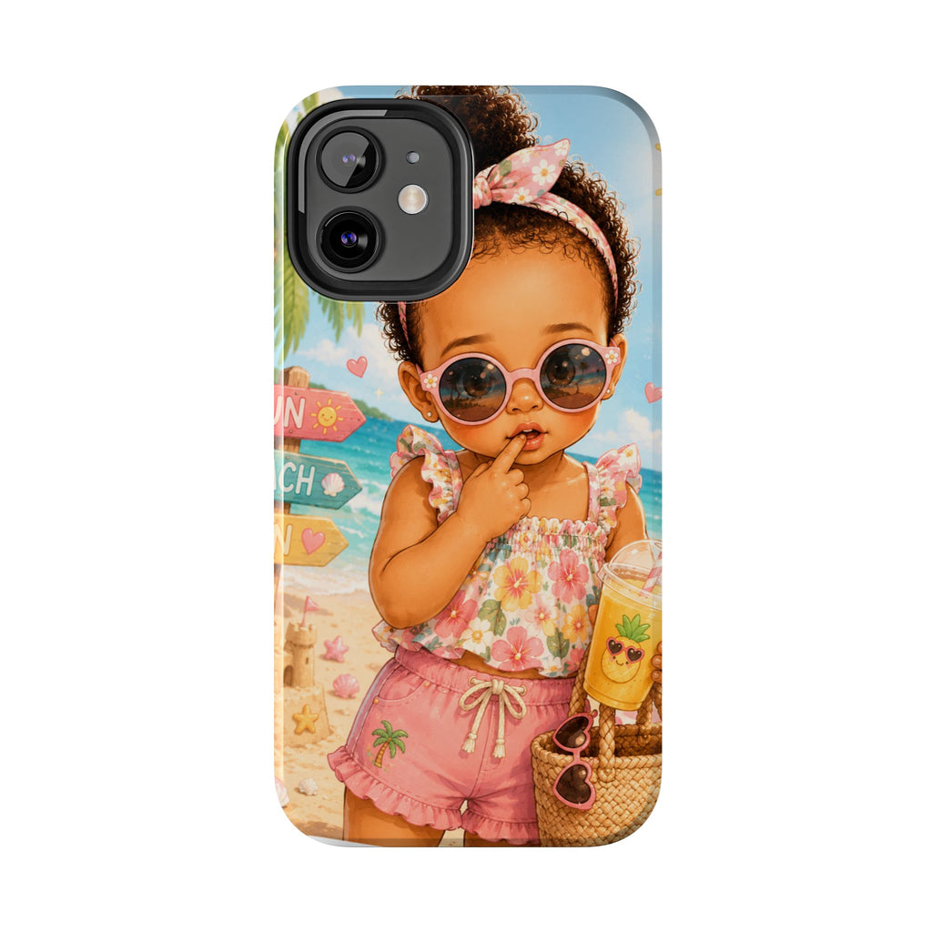 Cute Beach Baby Tough Phone Case — Summer Vacation Little Girl Design
