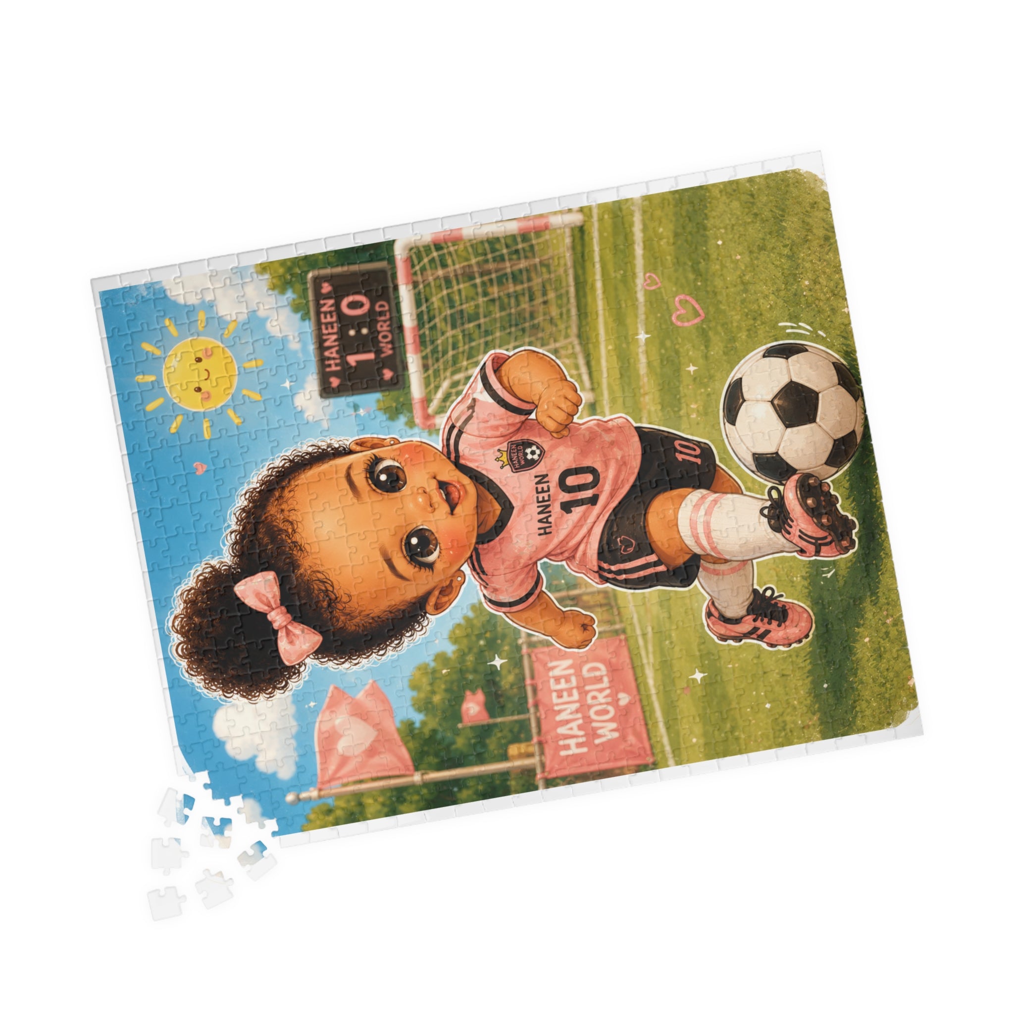 Kids Soccer Puzzle — Cute Girl in Pink Jersey 110–1014pc