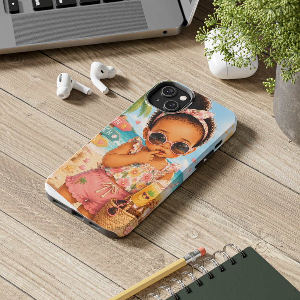 Cute Beach Baby Tough Phone Case — Summer Vacation Little Girl Design