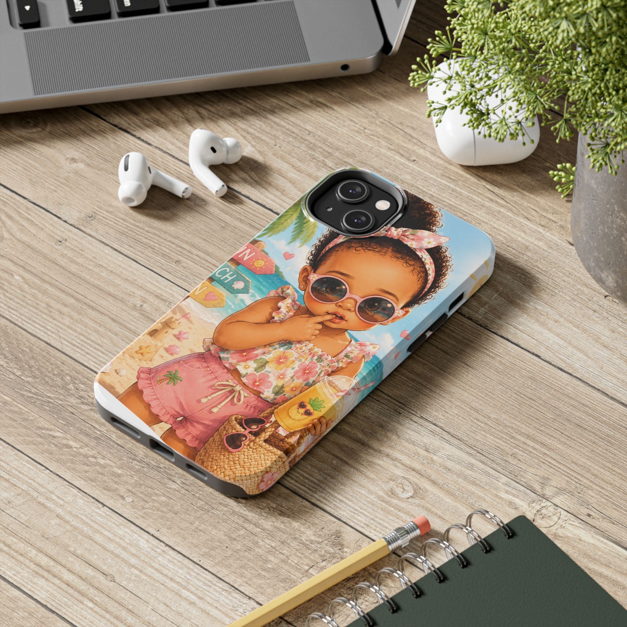 Cute Beach Baby Tough Phone Case — Summer Vacation Little Girl Design