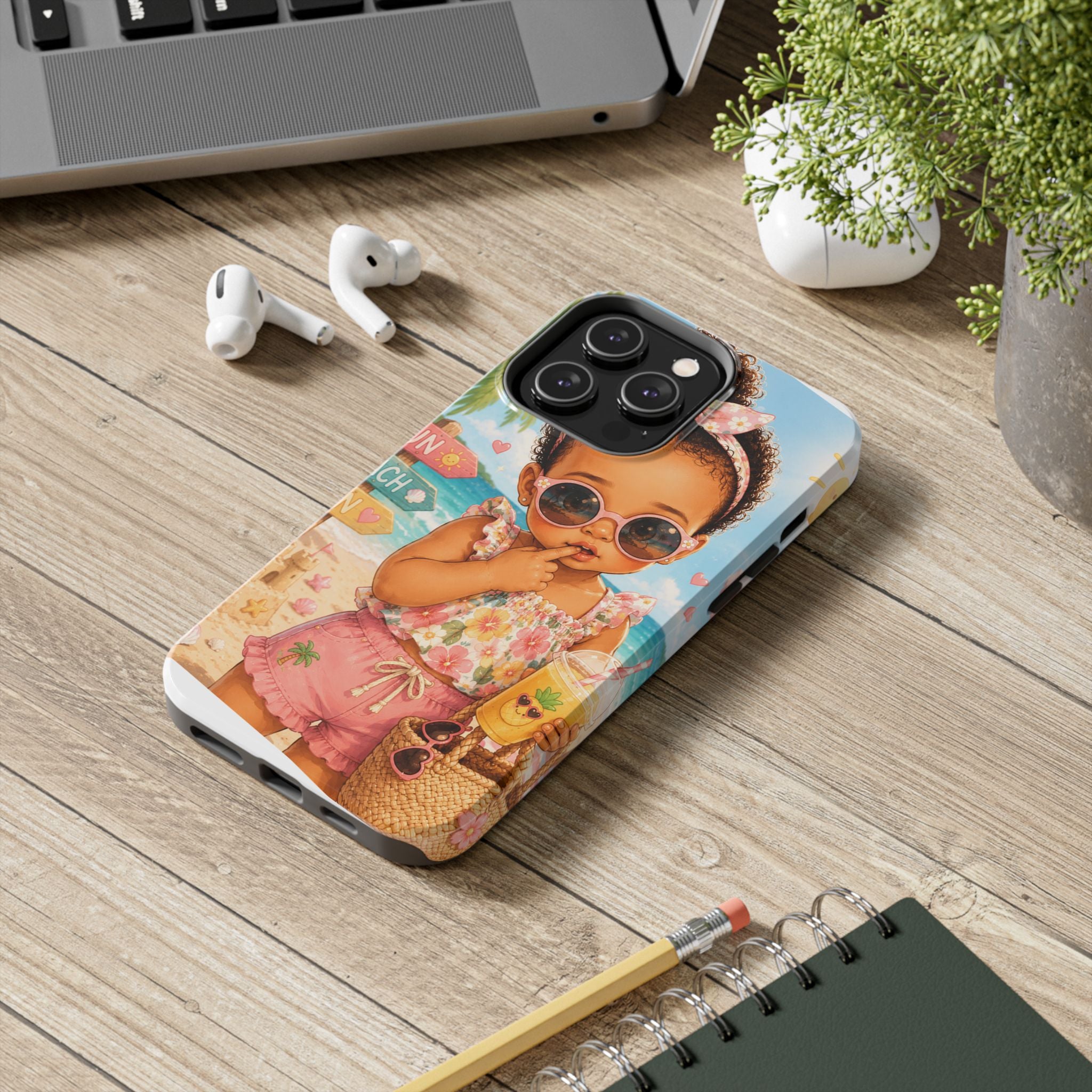 Cute Beach Baby Tough Phone Case — Summer Vacation Little Girl Design