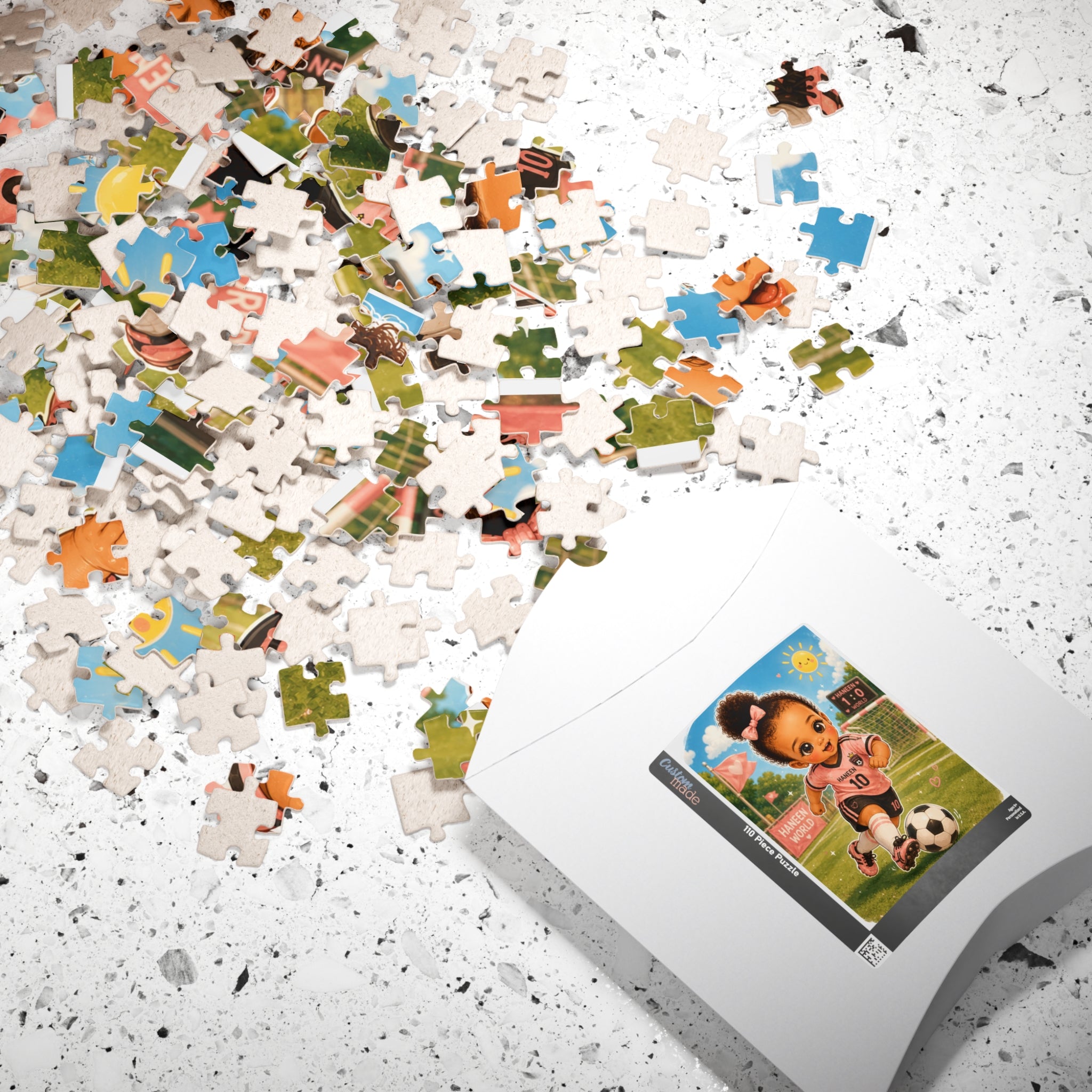 Kids Soccer Puzzle — Cute Girl in Pink Jersey 110–1014pc
