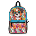 Whimsical Dog with Glasses Backpack, Cute Pet School Bag, Floral Cartoon Rucksack, Kids Dog Lover Gift, Stylish Travel Backpack