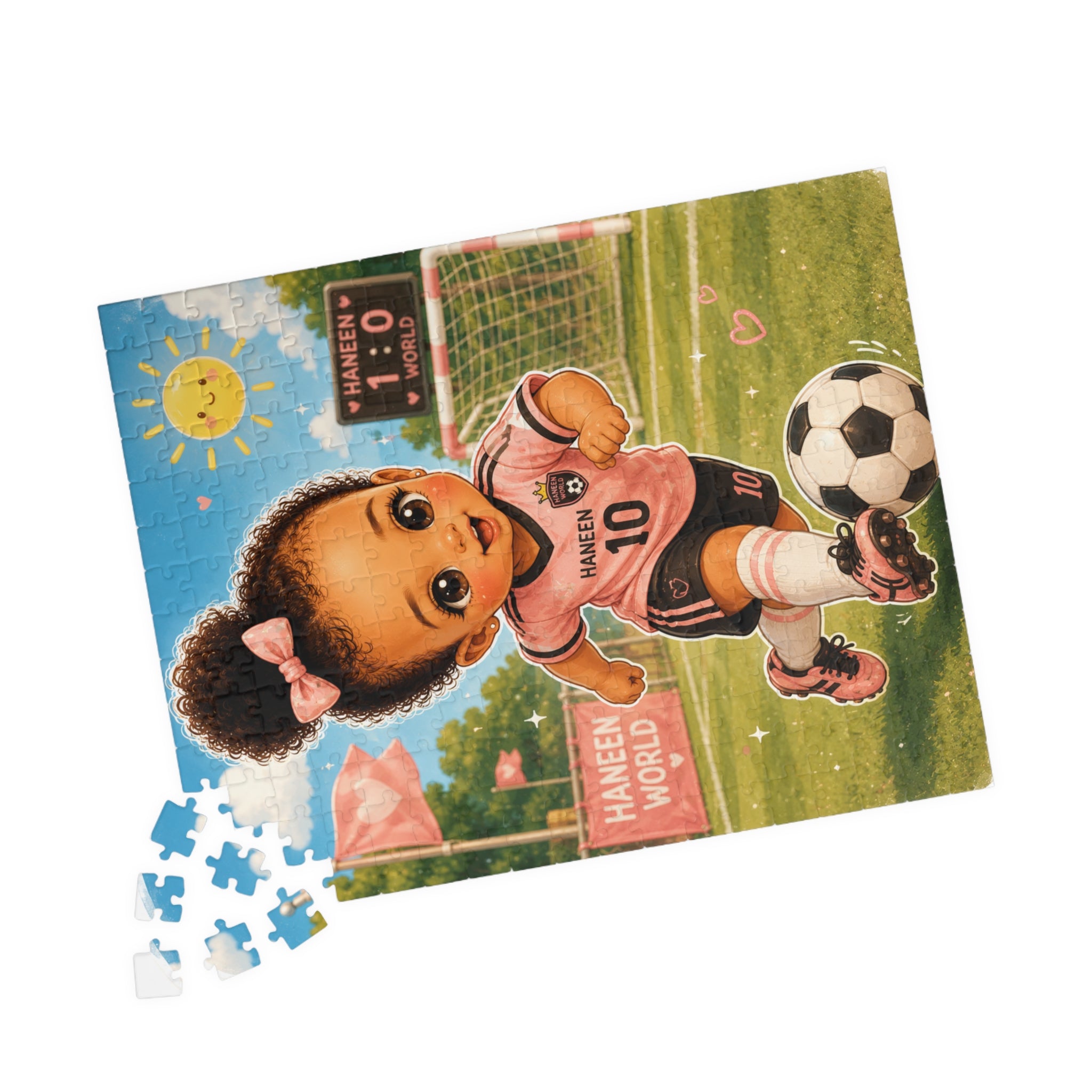Kids Soccer Puzzle — Cute Girl in Pink Jersey 110–1014pc