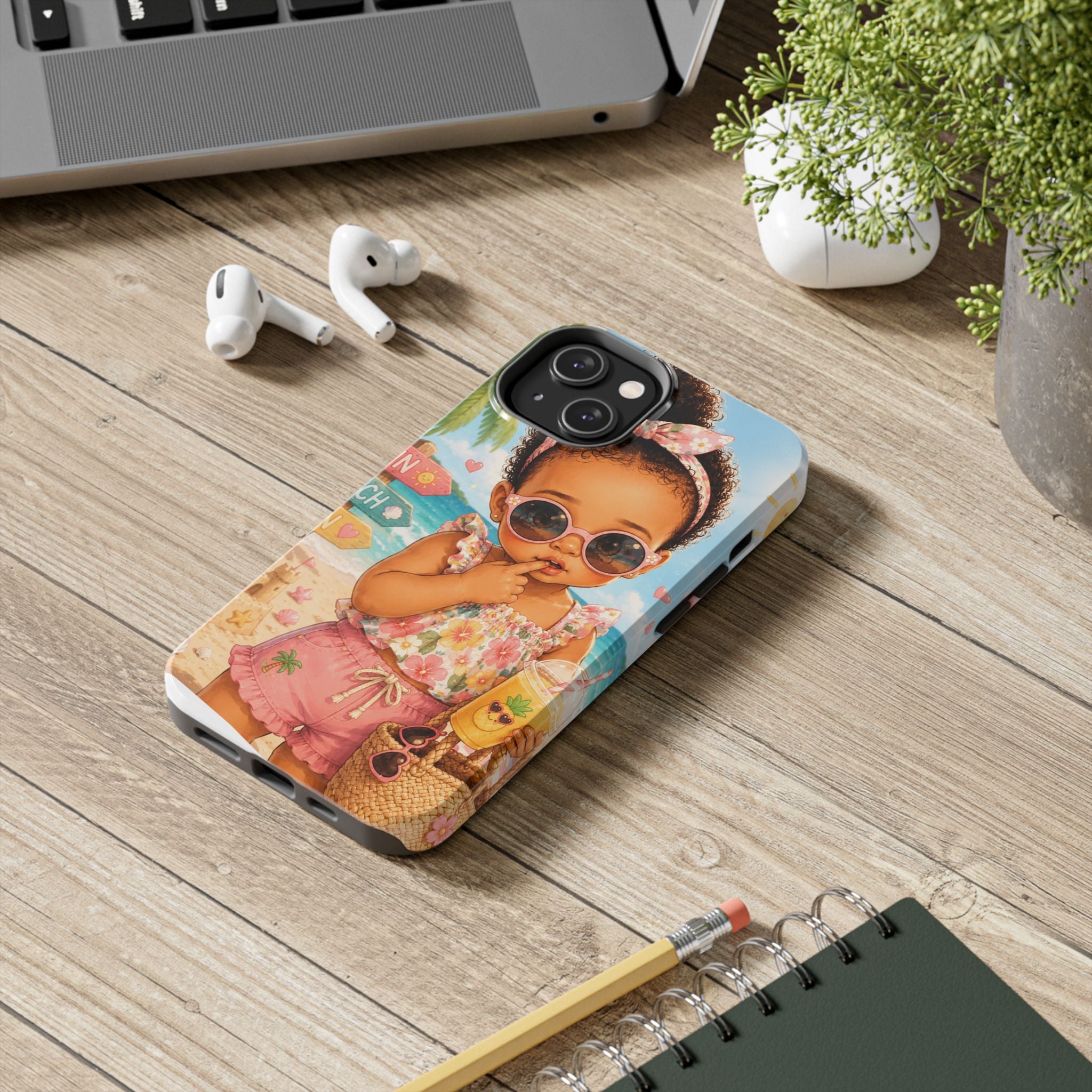 Cute Beach Baby Tough Phone Case — Summer Vacation Little Girl Design