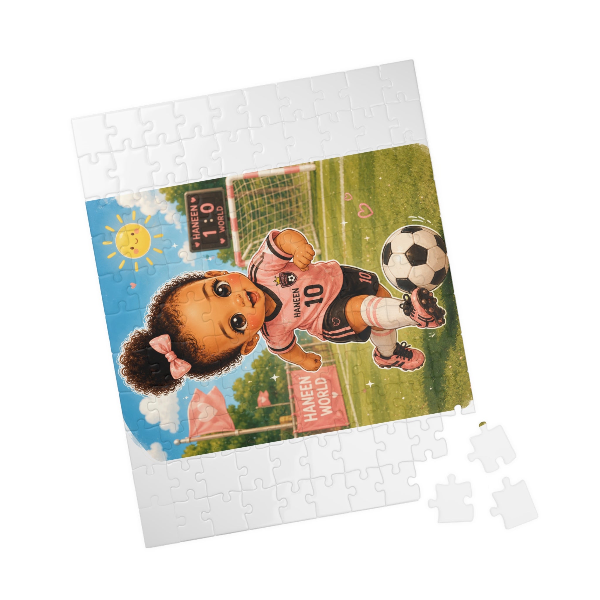 Kids Soccer Puzzle — Cute Girl in Pink Jersey 110–1014pc