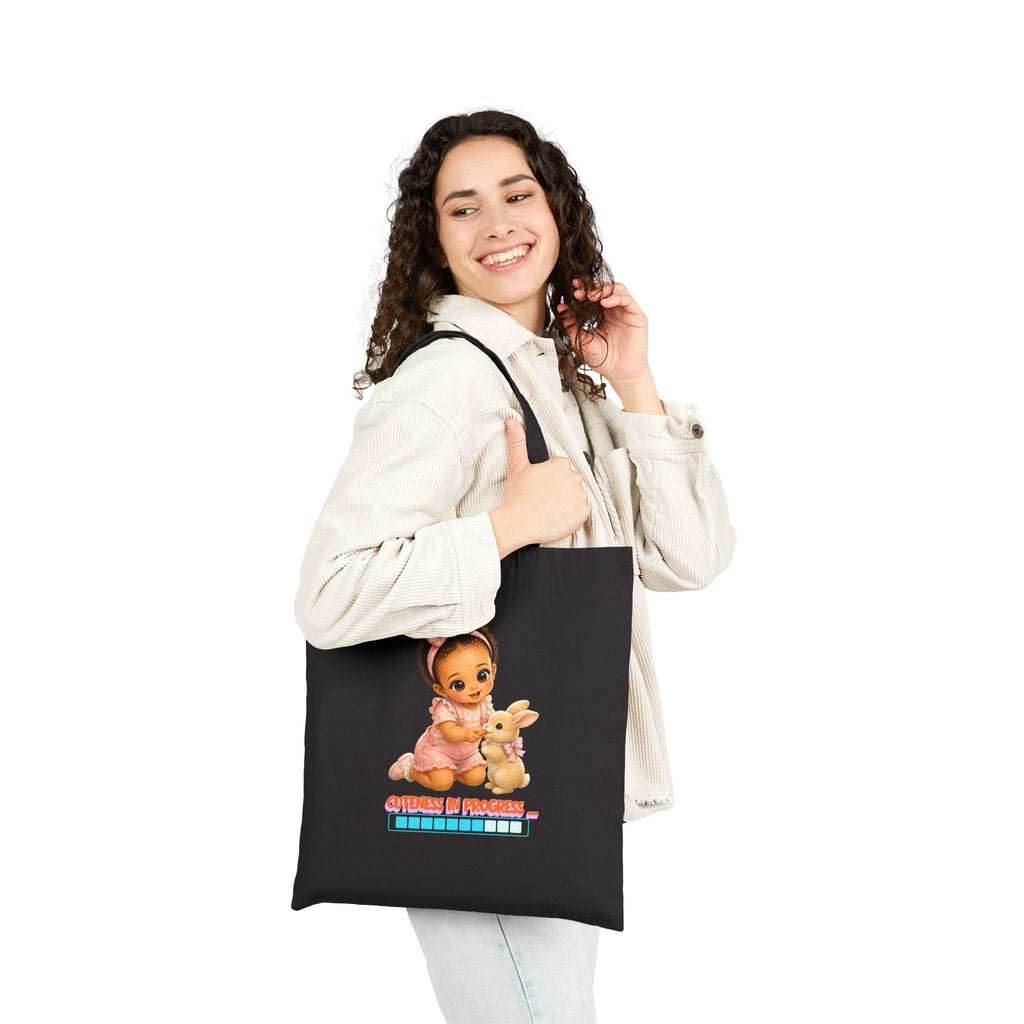 Tote Bag — 'Queen in Training' Cute Baby Graphic Cotton Canvas Tote